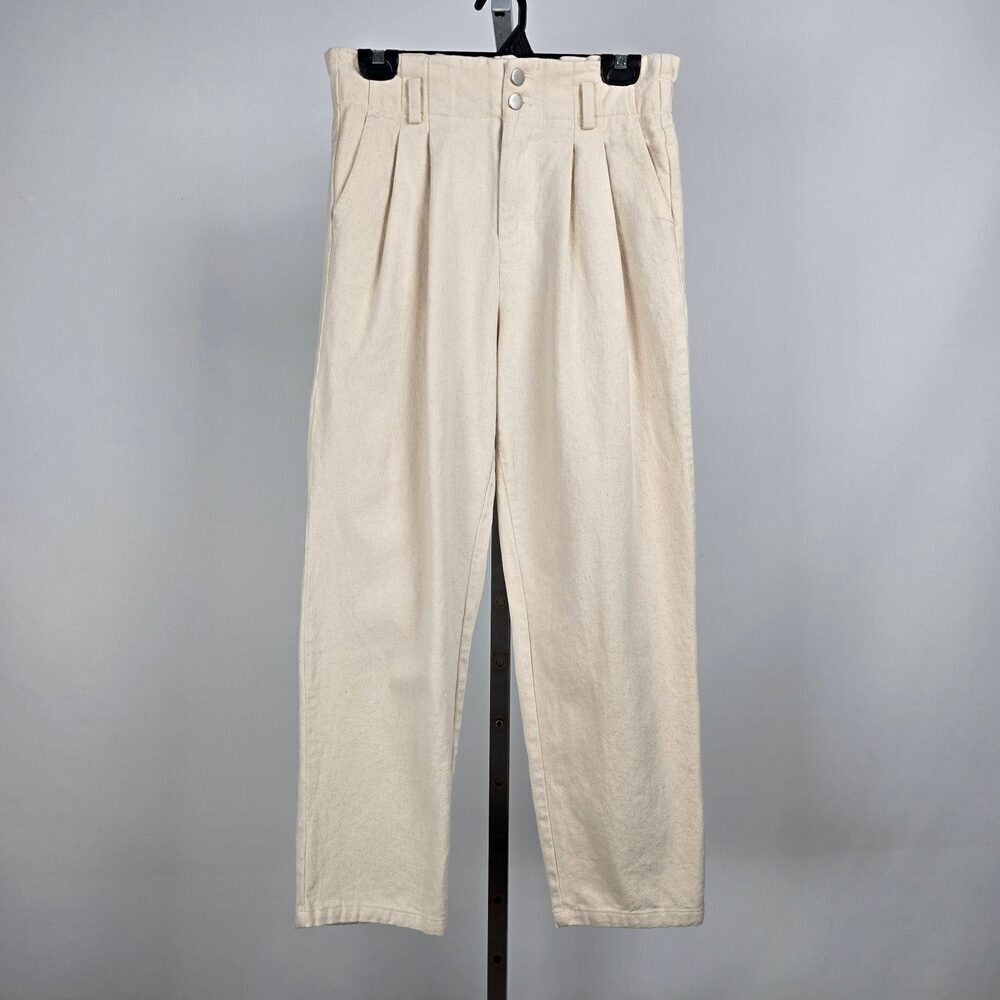 The Korner Cream Cotton High Rise Trouser Pants Size 4